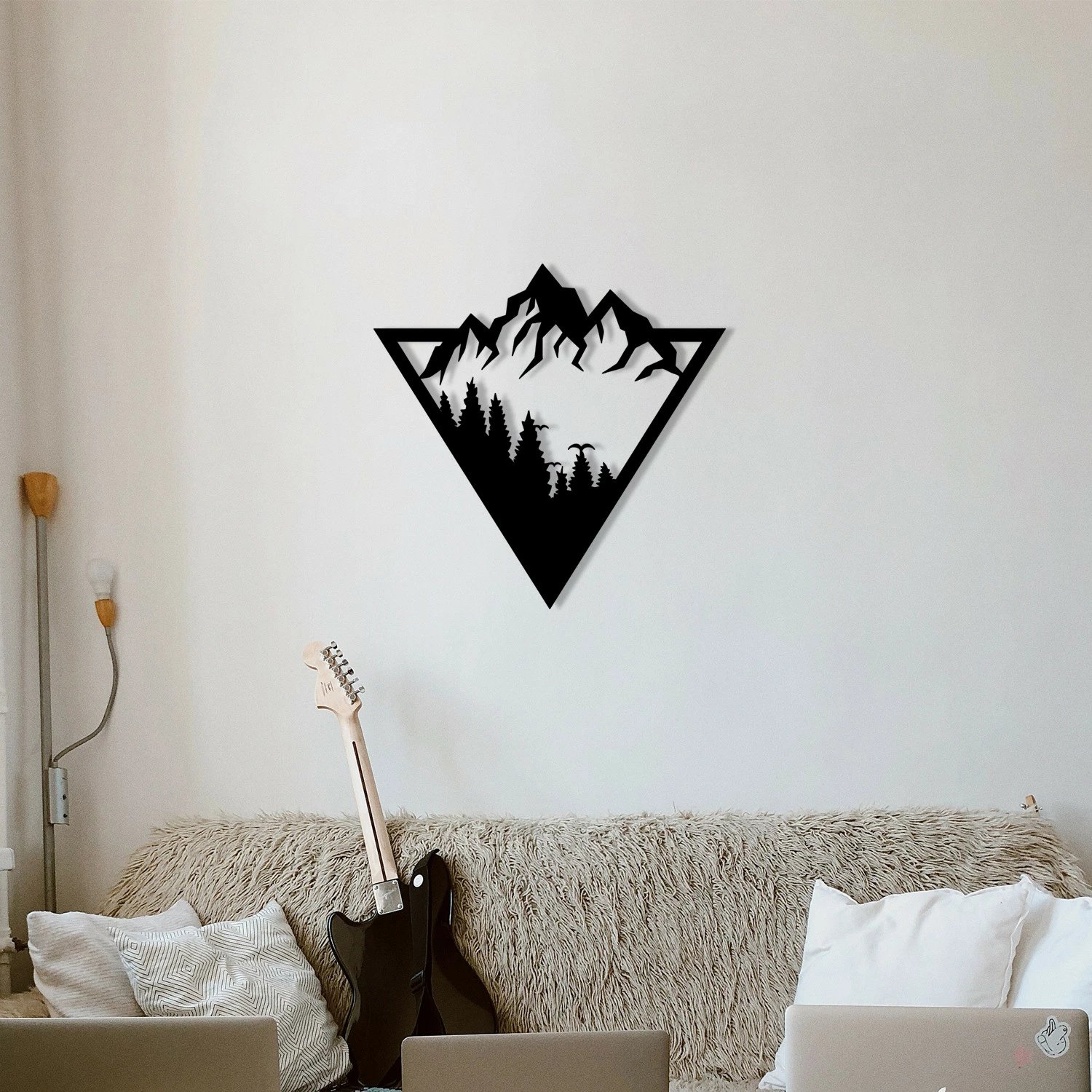 Aksesor dekorativ metalik për mur, Wallity, Meyus, ngjyrë e zezë, 51x50cm