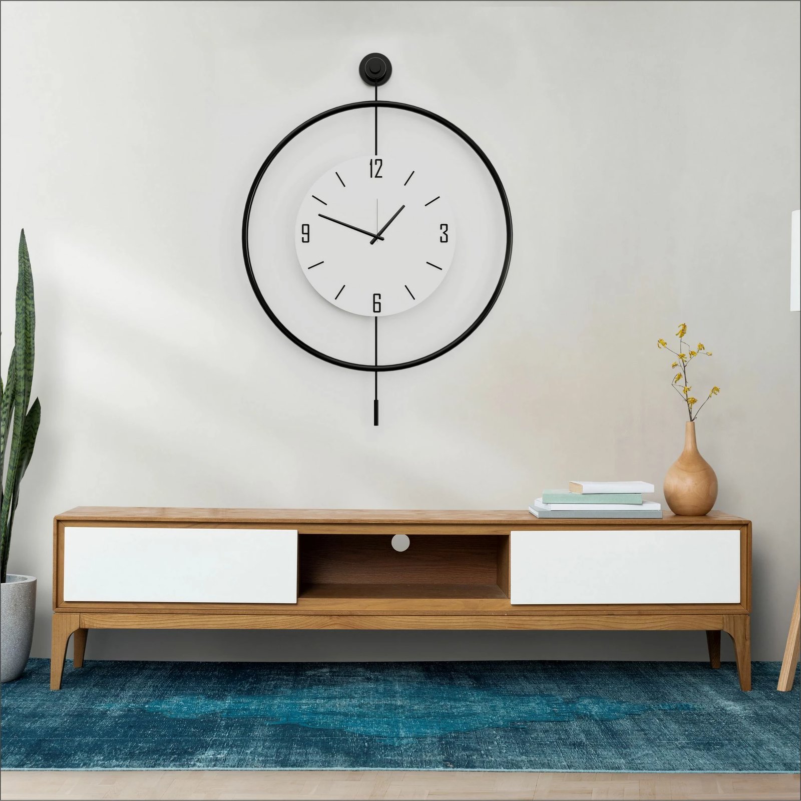 Orë muri dekorative prej metali, e zezë, Wallity Mclock-00112