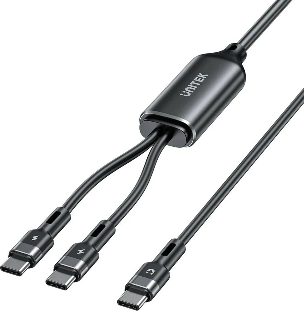 Kabllo Unitek USB-C 2n1 PD 100W silikon 1.8m zi
