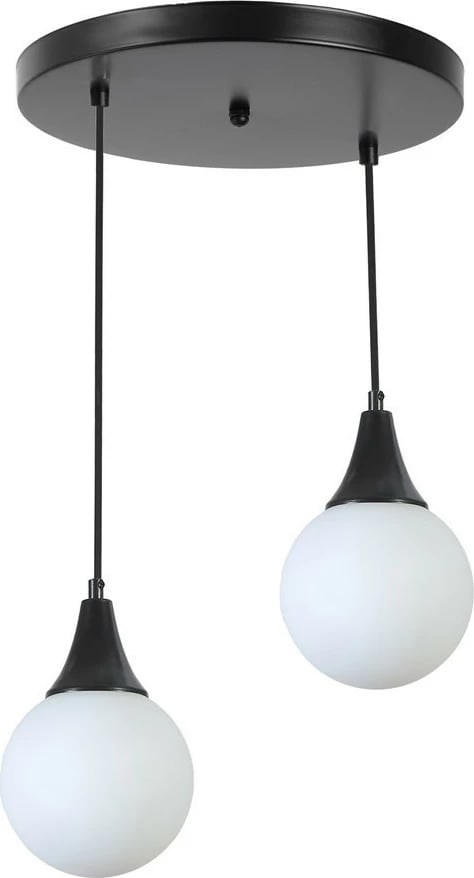 Llambë tavani Opviq Afra 2, metal i zi, kapak qelqi i bardhë, 25x70cm