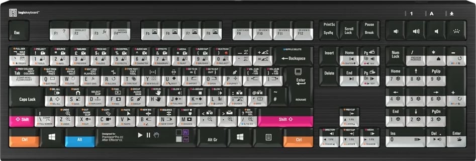 Tastierë LogicKeyboard Astra 2 Adobe Filmmaker FR për PC, e zezë
