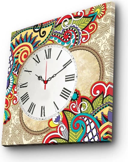 Orë muri dekorative prej kanavace, shumëngjyrëshe, Wallity 4545CS-44, 45x45cm
