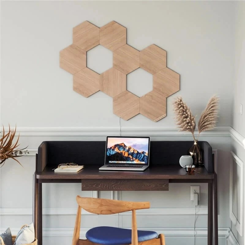 Panel ndriçimi dekorativ Nanoleaf Elements Wood Look Hex Expansion Pack 3, ngjyrë dru