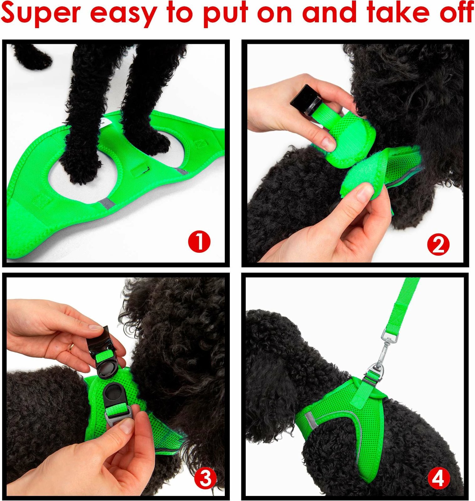 Parzmore për qen, ngjyrë Neo Green, Paws & Whiskers, Air-Mesh, S