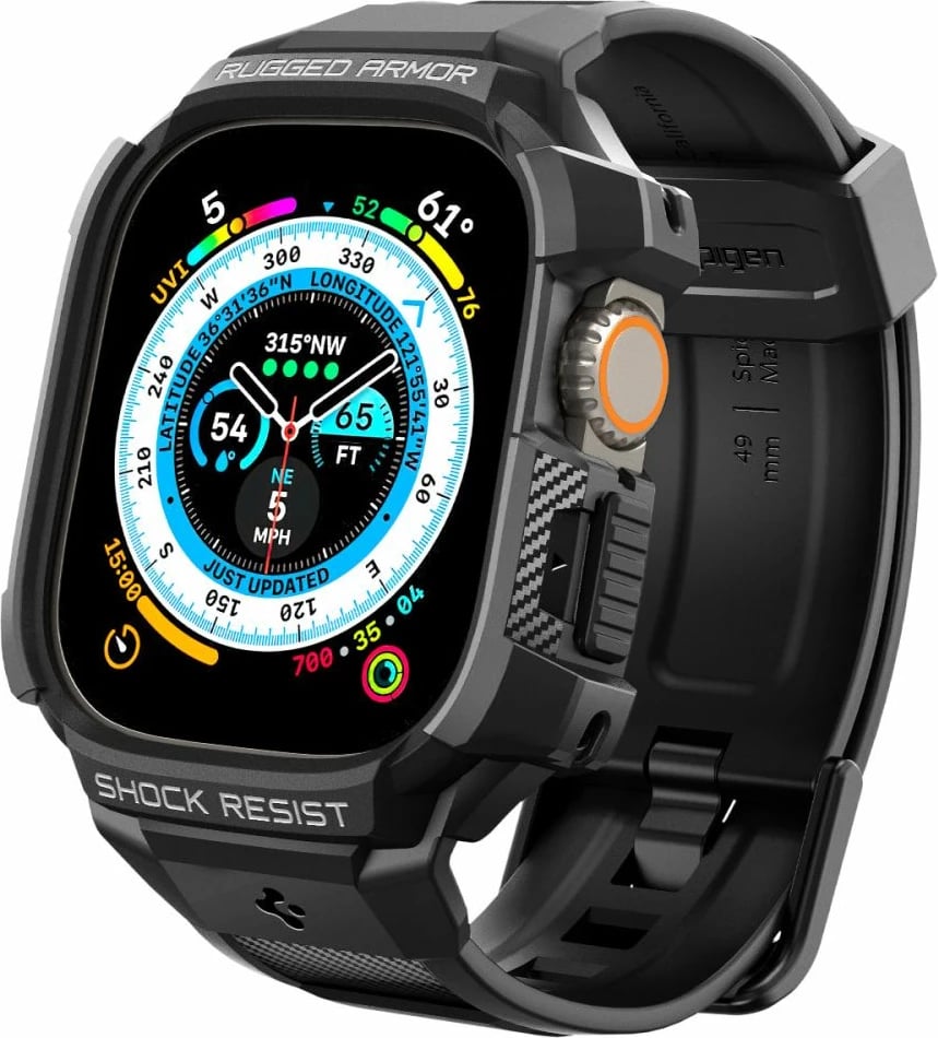 Mbështjellës Spigen Rugged Armor Pro për Apple Watch Ultra 49mm, i zi