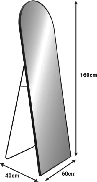 Pasqyrë Lorens, alumin, ngjyrë argjendi-e zezë, 46x40x150cm