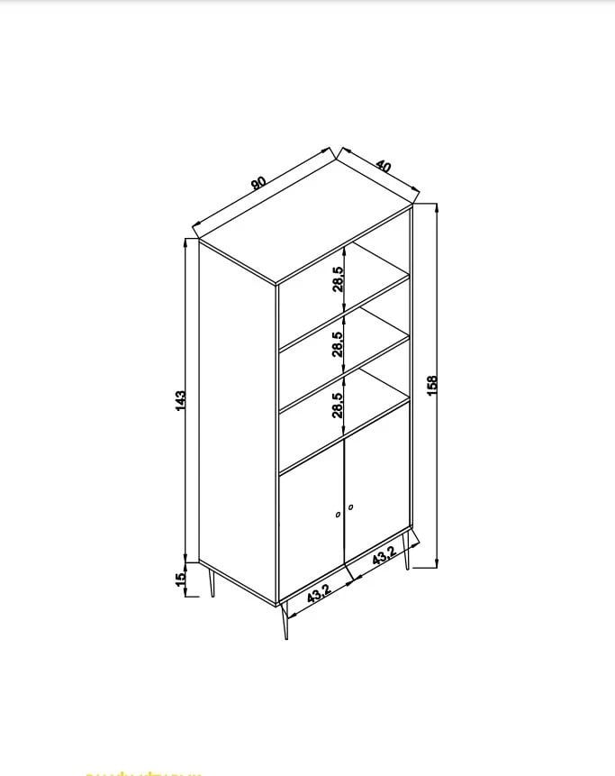 Raft librash Skye Decor, dru panje, pëlhurë jute, 40x90x110cm