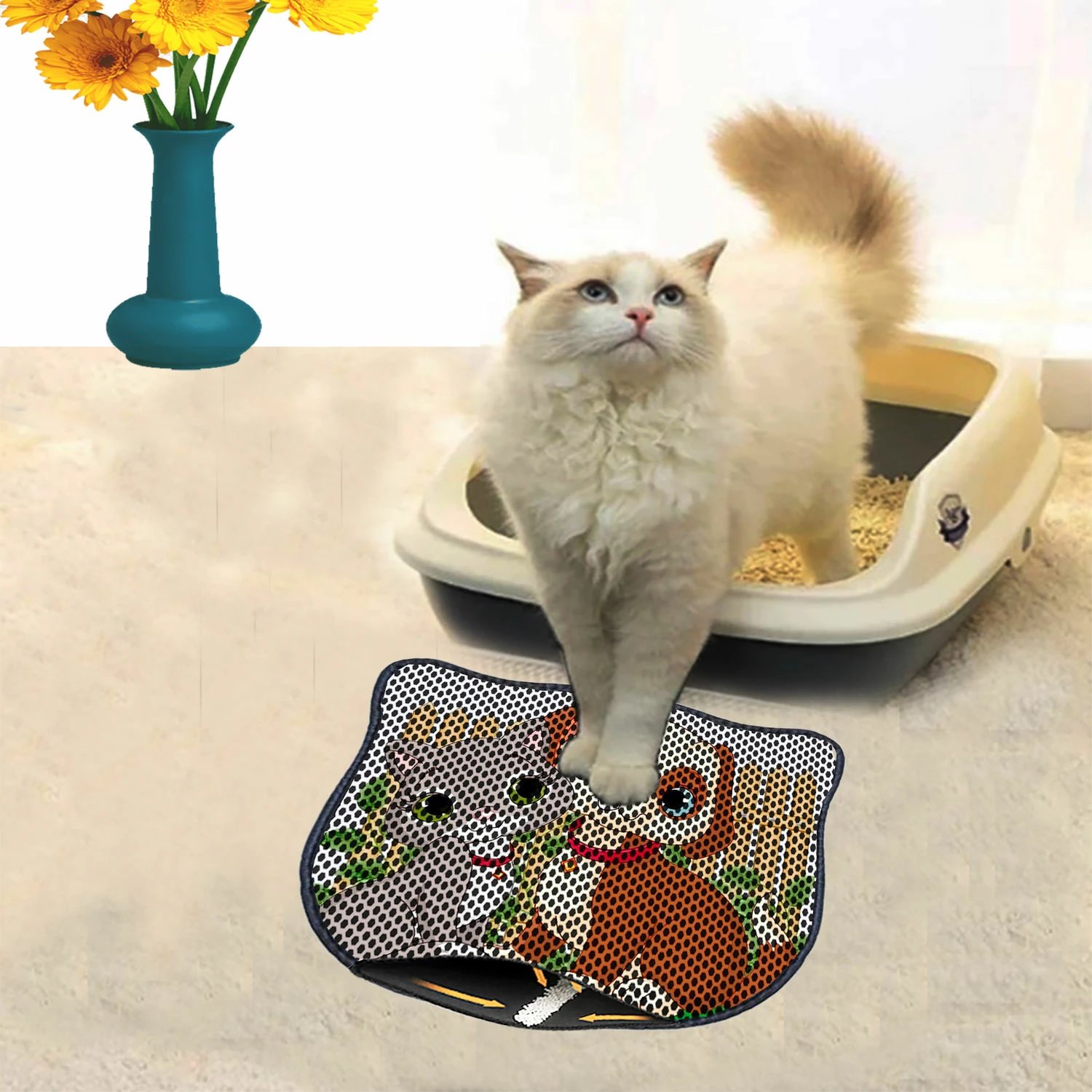 Tapet për rërë maceje, shumëngjyrësh, Paws & Whiskers, Kdkafa0157, 40x50cm