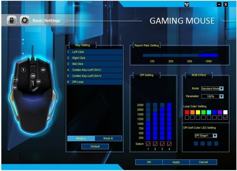 Maus gaming Rebeltec FALCON, 6 butona, 2500 DPI, metal, i zi