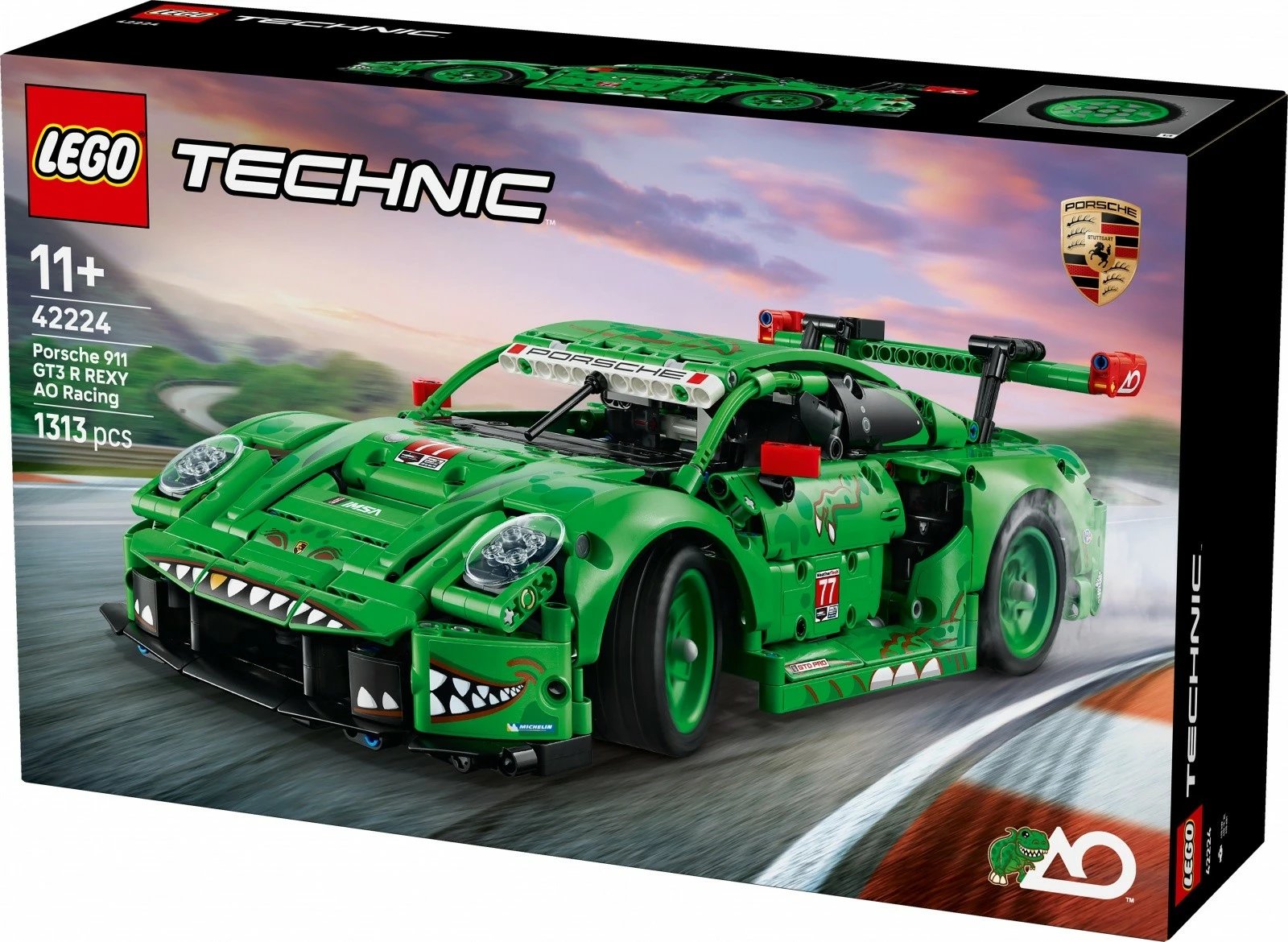 Set blloqe ndërtimi, LEGO Technic, 42224 Porsche 911 GT3 R REXY AO Racing, 1313 pjesë 11+ vjeç, jeshile