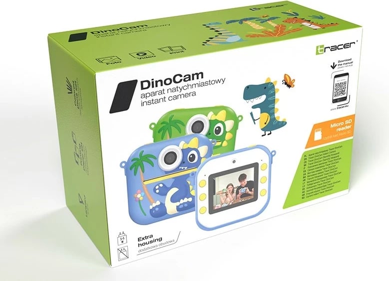 Aparat fotografik Tracer DinoCam, 48MP, printim i menjëhershëm, 13 aksesorë, bardhë