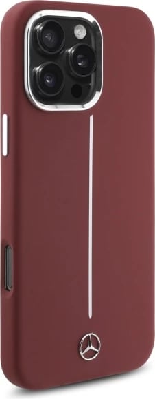 Mbështjellës Mercedes Silicone me vijë të bardhë MagSafe për iPhone 16 Pro Max, Kuq