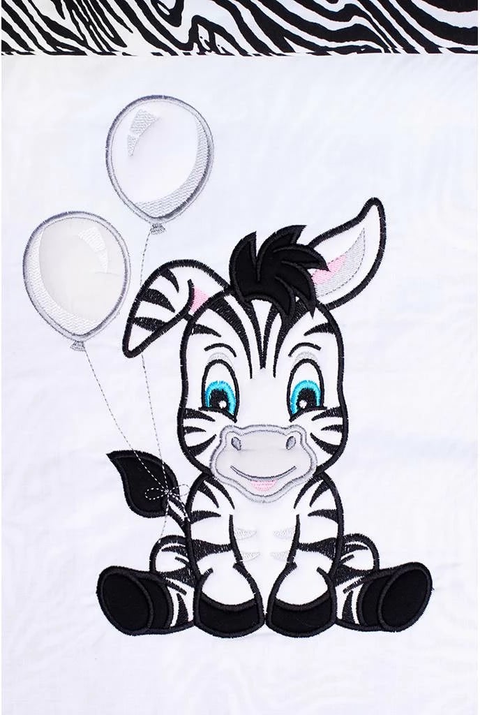 Set shtrati për krevat bebe, New Baby Zebra, 3 pjesë, mbulesë 100x135, jastëk 40x60, çarçaf me goma ~180 cm, pambuk 100%, bardh e zi