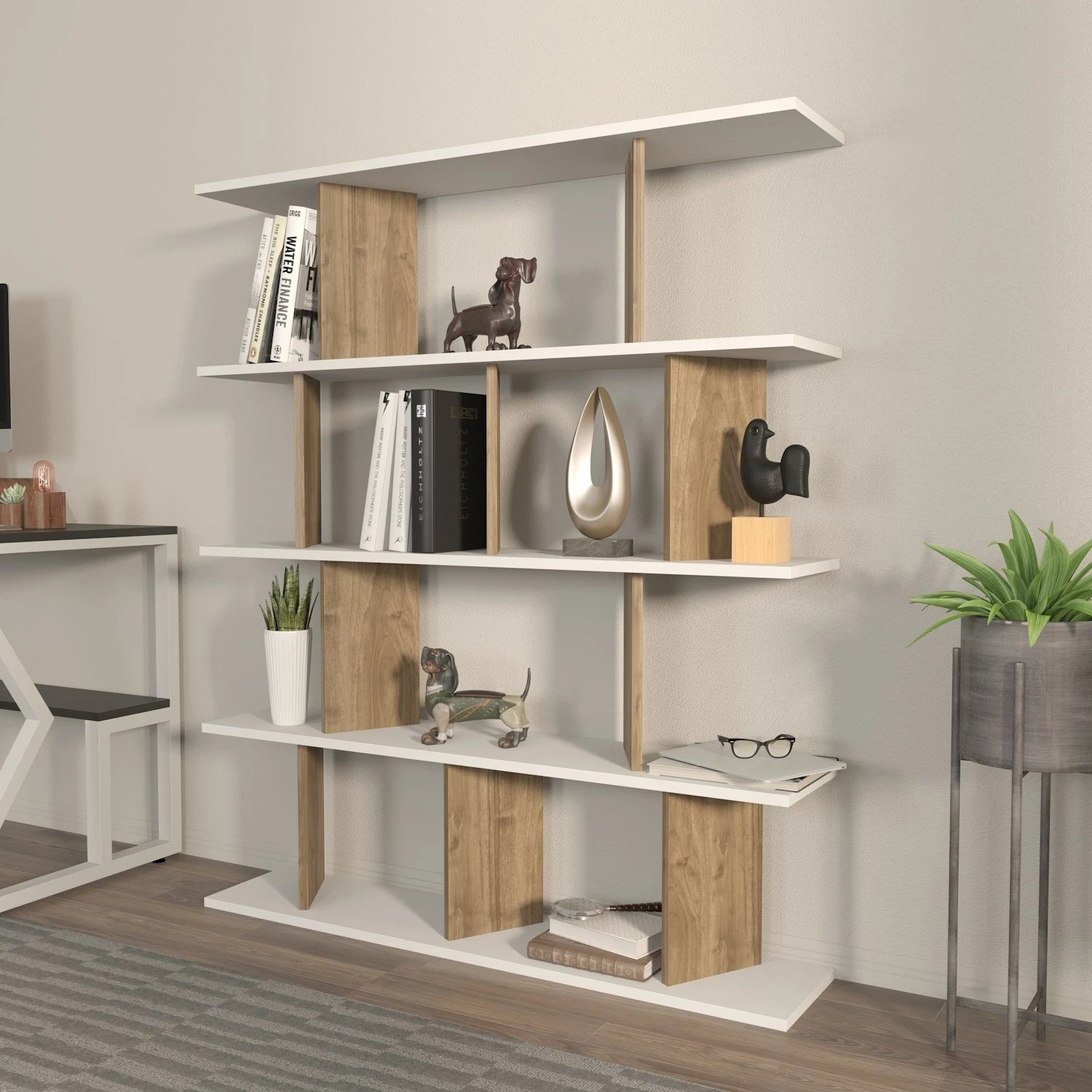 Raft librash Hanah Home, Grace, bardhë dhe arre