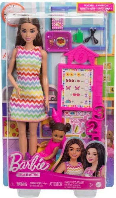 Set lodër Barbie Mattel JCR71/JCR76, mësuese me nxënëse dhe aksesorë, shumëngjyrëshe