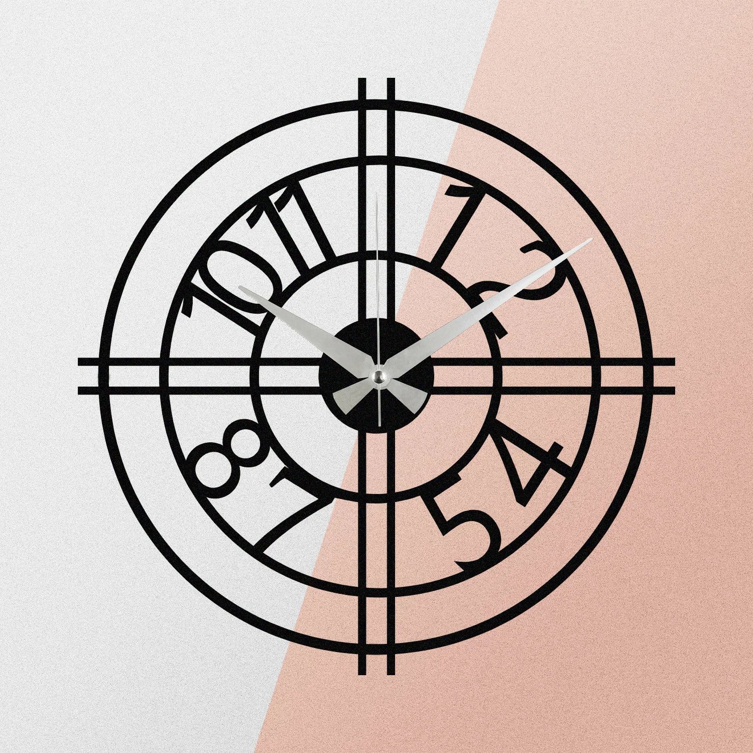 Orë muri dekorative prej metali, Wallity Enzoclock - S010, e zezë, 48x48cm