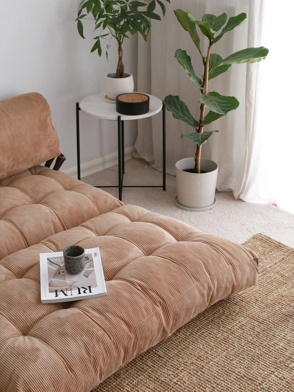 Divan-krevat 2 vende, kadife, ngjyrë camel, Atelier del Sofa, Fold