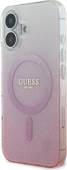 Mbështjellës Guess Glitter Gradient MagSafe për iPhone 16 Plus, Rozë Mbështjellës Guess Glitter Gradient MagSafe për iPhone 16 Plus, Rozë