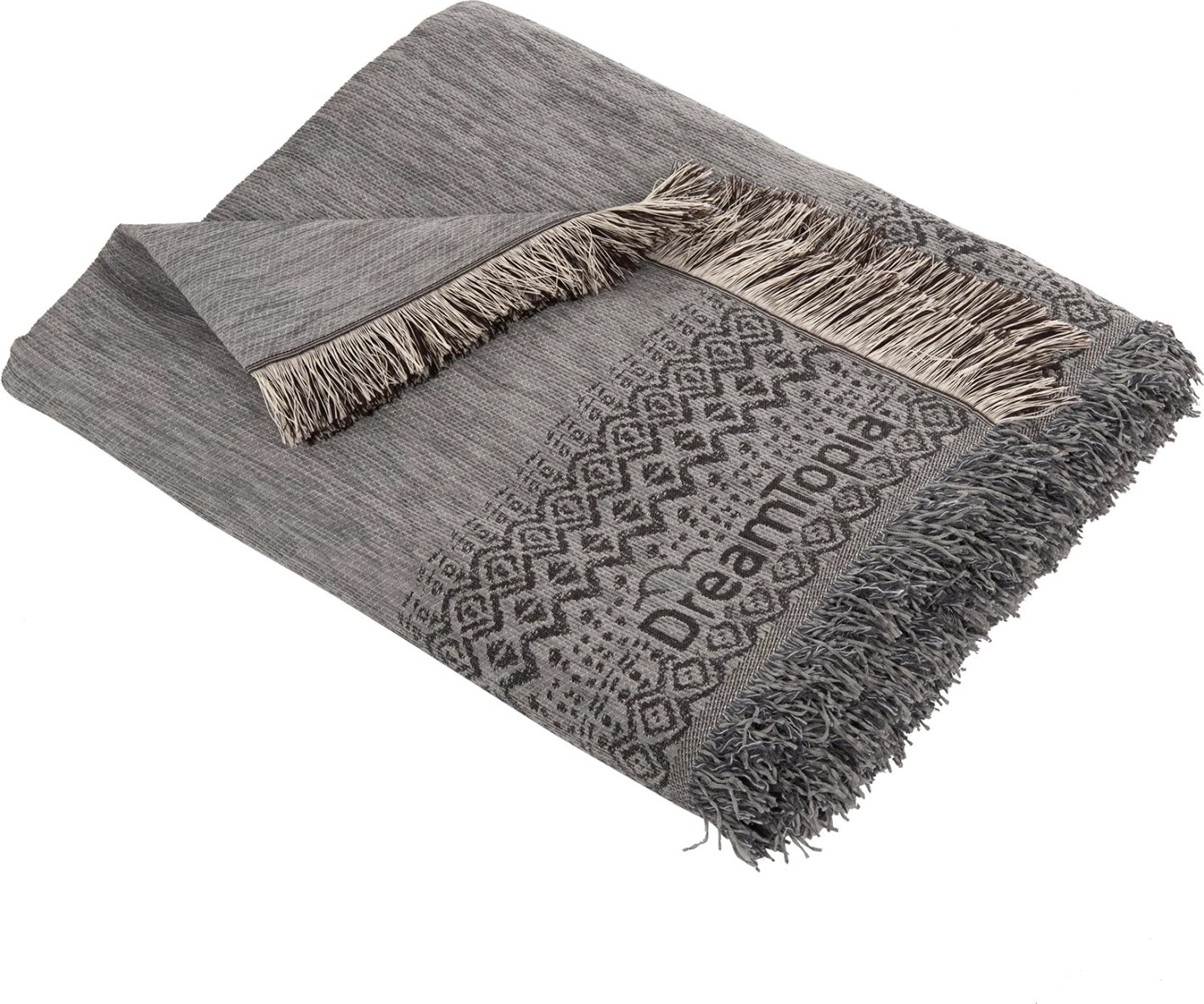 Mbulesë divani me franja DREAMTOPIA FH12163.06 ngjyrë gri 245x170 cm