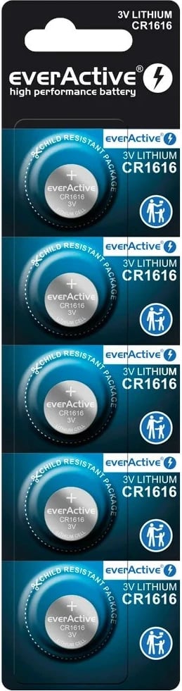 Bateri litium everActive CR1616, 3V, set 5 copë