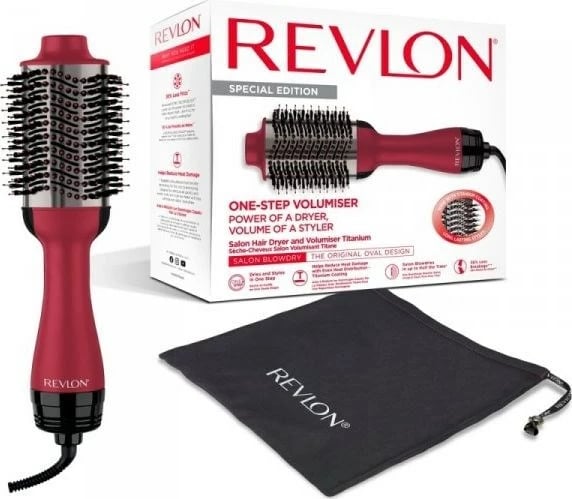 Brushë stiluese për flokë Revlon One-Step Volumiser Titanium Edition, 800W, e kuqe
