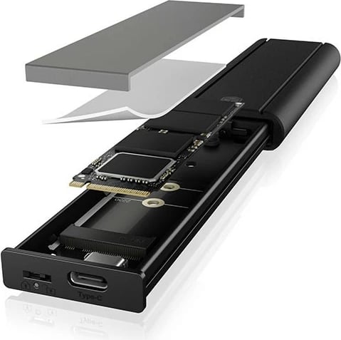 Kasë IcyBox IB-1807MT-C31 për SSD M.2 NVMe, USB 3.2 Gen2, Alumini, E zezë