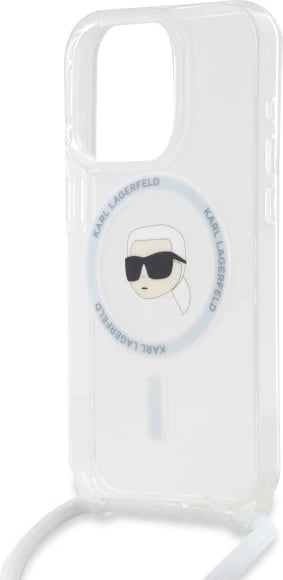 Mbështjellës Karl Lagerfeld Crossbody IML Karl Head MagSafe për iPhone 16 Pro, Transparent
