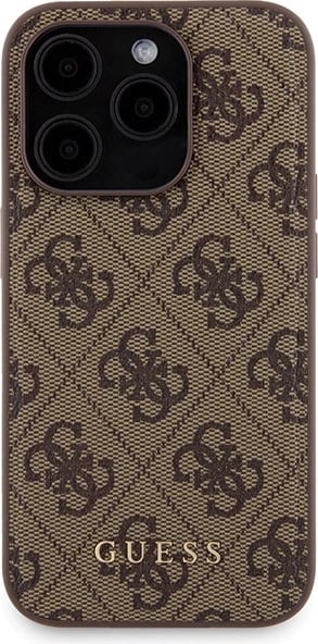 Mbështjellës Guess 4G Metal Logo për iPhone 15 Pro + Powerbank MagSafe 5000mAh, Kafe, Set