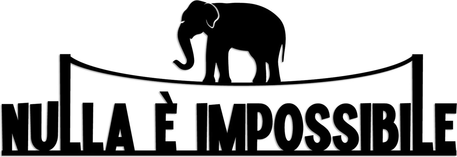 Aksesor dekorativ metalik për mur, Nulla è Impossible 1, ngjyrë e zezë, 60x20cm