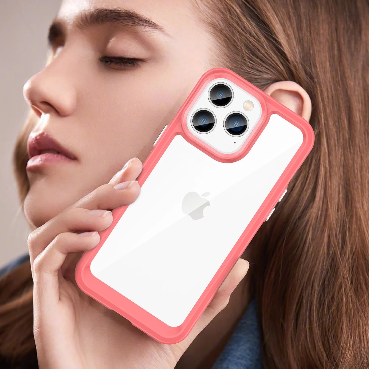 Mbështjellës Hurtel Outer Space Case për iPhone 14 Pro Max, hard cover me kornizë xhel, Kuqe