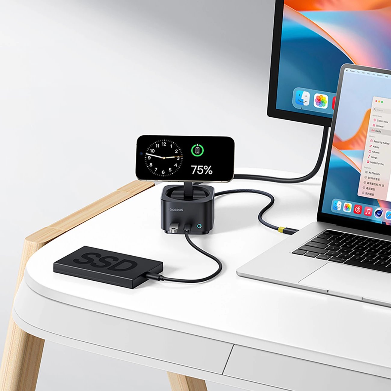 Kasë Baseus MagPro Series II 7-in-1 me karikues wireless MagSafe 15W, HDMI, USB-A, USB-C, SD/TF, e zezë