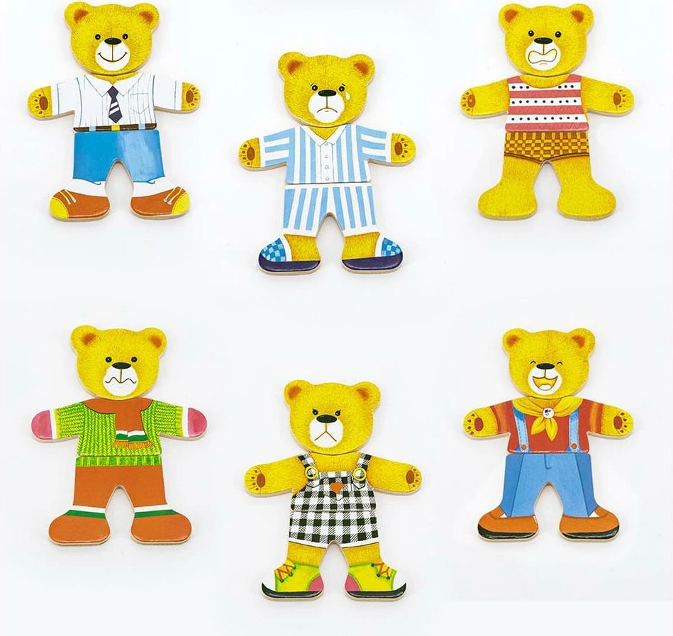 Puzzle druri veshjesh, Viga, Bear Boy, 18 pjesë, për 18+ muaj, multikolor