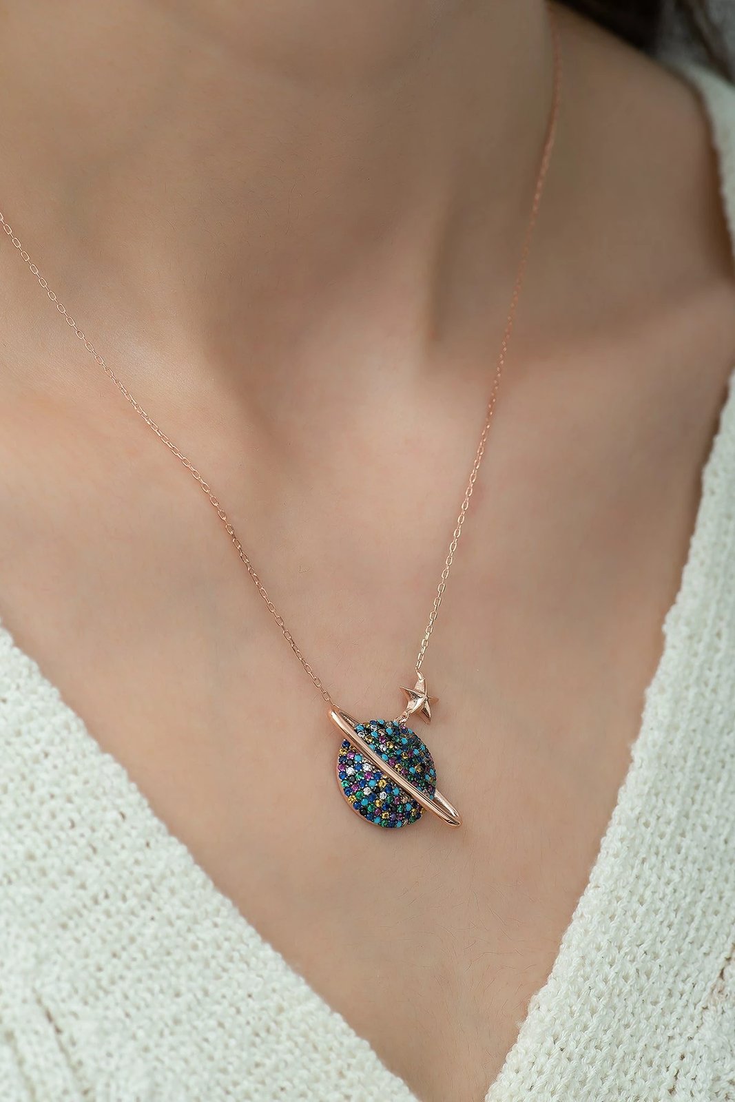 Varëse argjendi Jumeon, TRDYL736, ngjyrë rozë ari, blu e kaltër