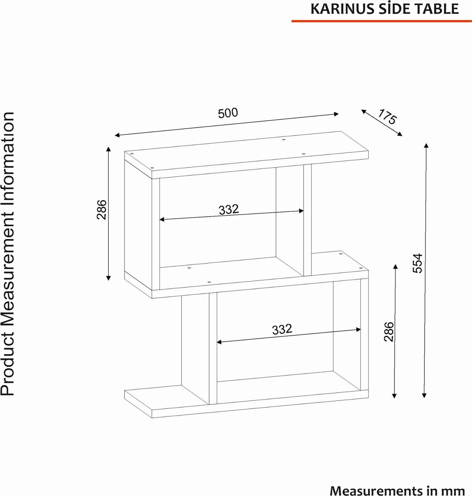 Tavolinë anësore Hanah Home, Karinus, e bardhë