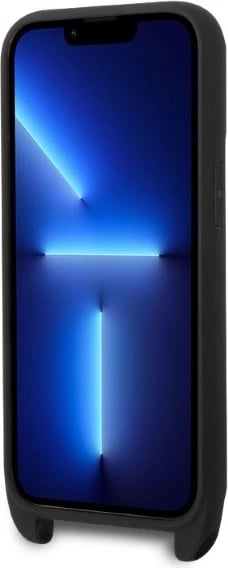 Mbështjellës Karl Lagerfeld KLHCP14LSTKMK për iPhone 14 Pro 6.1", Monogram Ikonik Patch, i zi me rrip