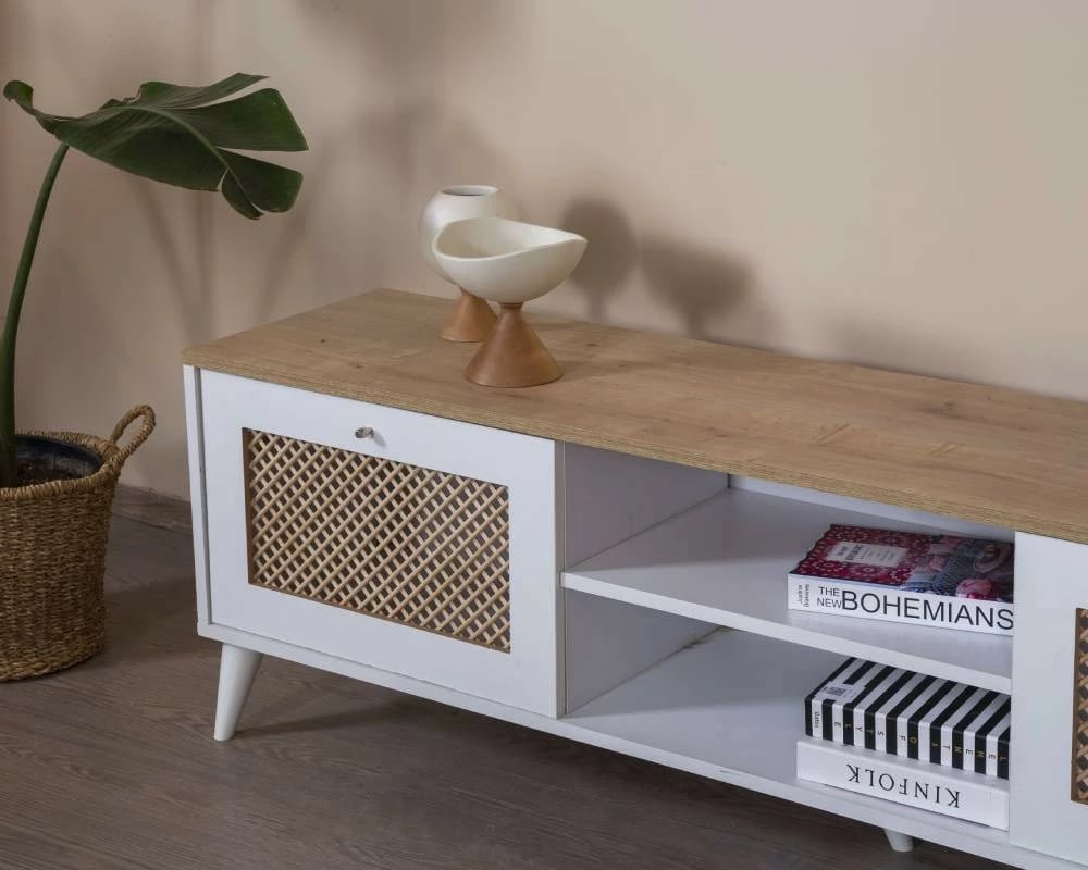 Komodë TV Skye Decor, ngjyrë patë-bardhë, lis