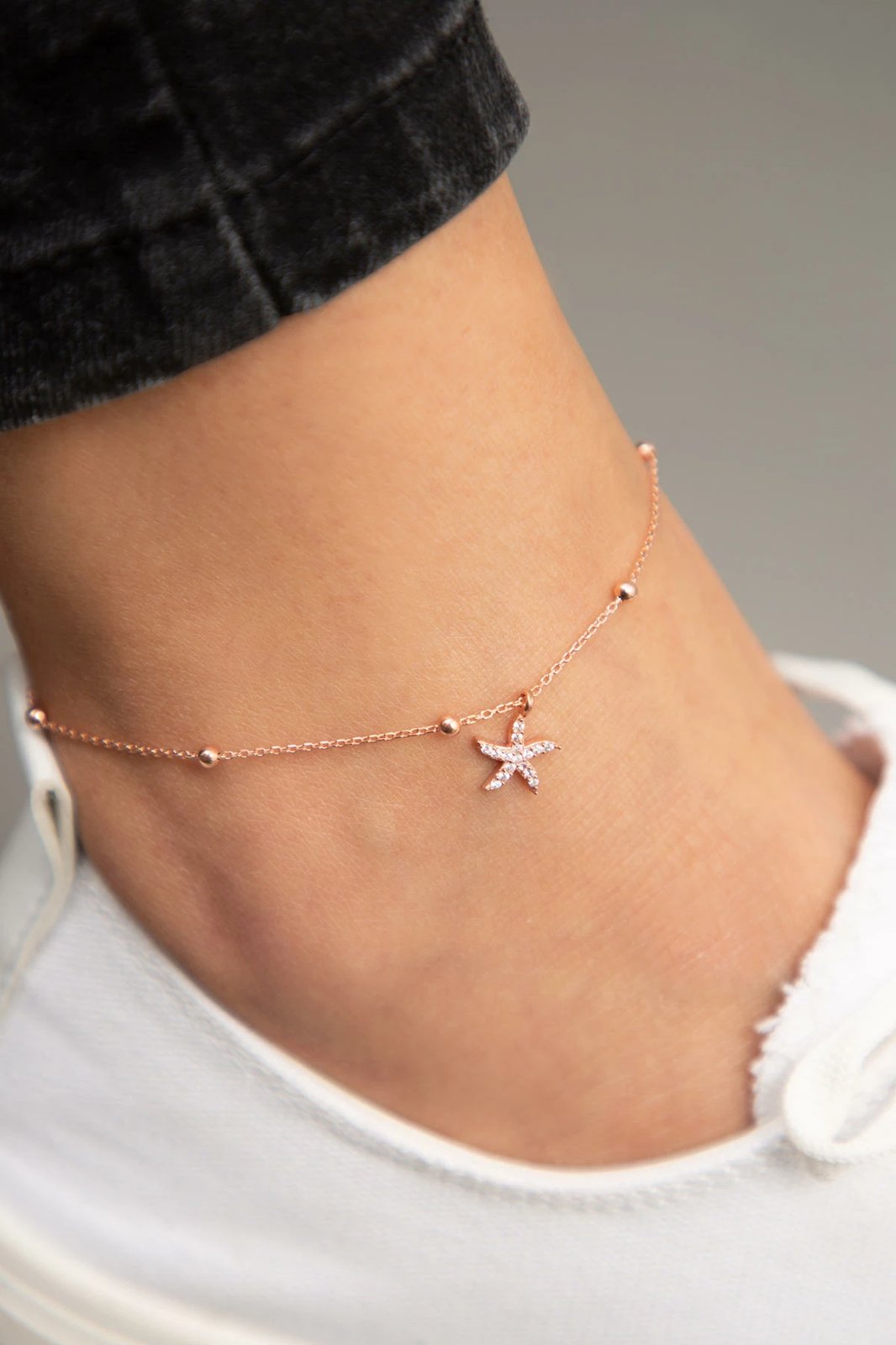 Byzylyk kyçku për këmbë, argjend 925, ngjyrë rozë e artë, ELKSLVR7089