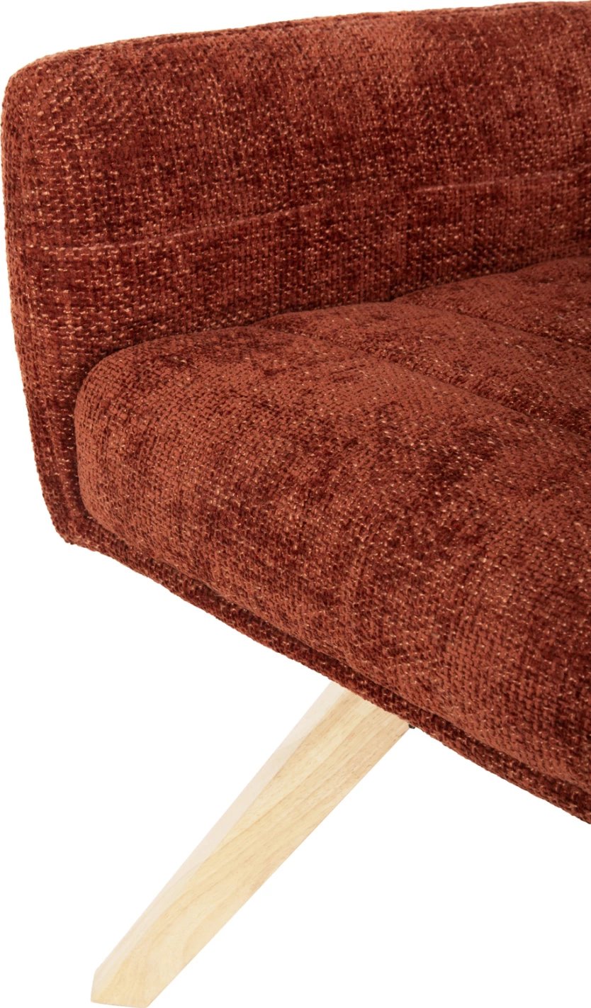 Karrige ngrënieje GAZER, FH9845.06, pëlhurë kafe e kuqërremtë, këmbë druri gome, 66x63x91H cm, set prej 2 copë