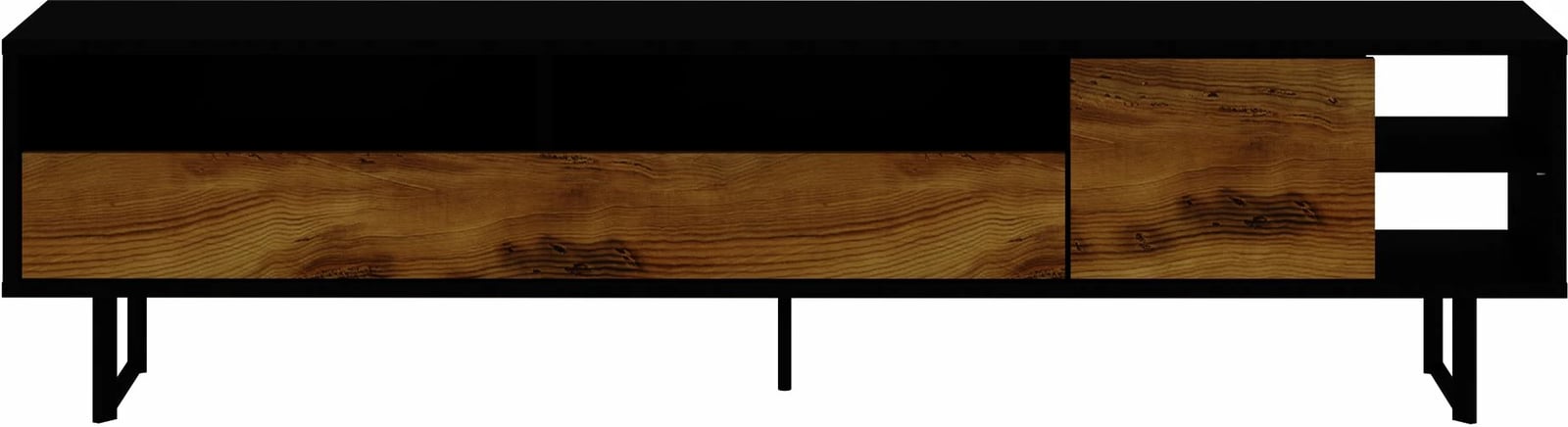 Komodinë TV Skye Decor, ngjyrë e zezë dhe lis, Luga