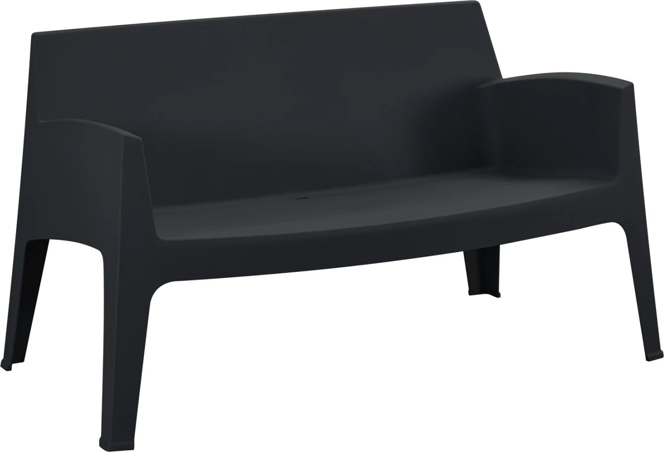 Divan i jashtëm 2-vendësh SLEEK, polipropilen, ngjyrë e zezë, FH6366.02, 118x48.5x73cm