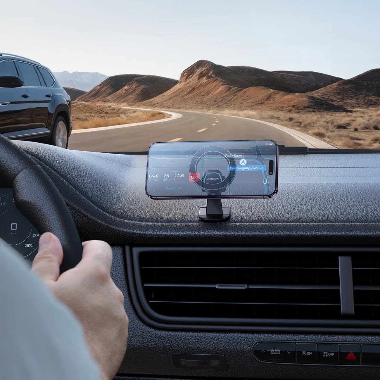 Mbajtës magnetik për makinë Joyroom JR-ZS376, për kokpit/panel, MagSafe, i zi