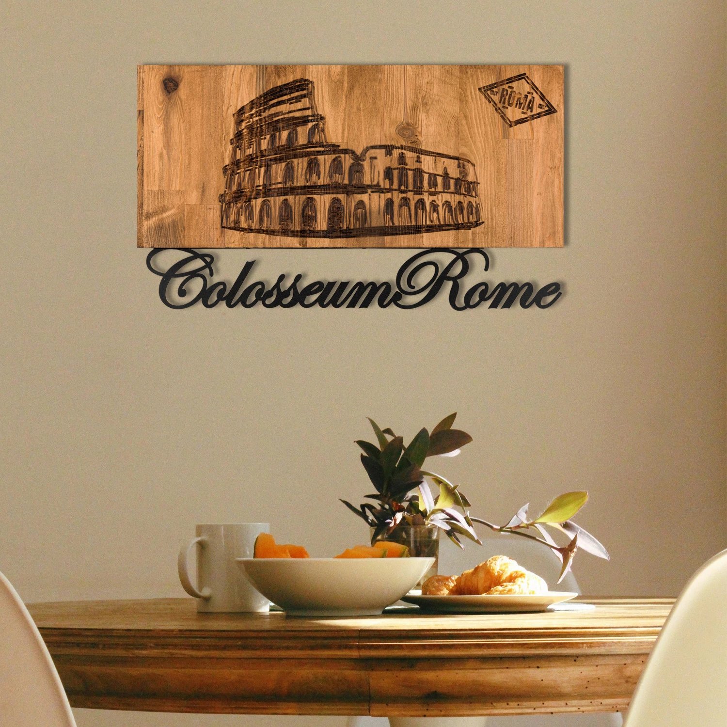 Aksesor dekorativ për mur, dru, Wallity, Romë