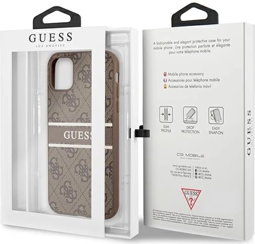 Mbështjellës Guess 4G Stripe për iPhone 11/XR 6.1", kafe Mbështjellës Guess 4G Stripe për iPhone 11/XR 6.1", kafe