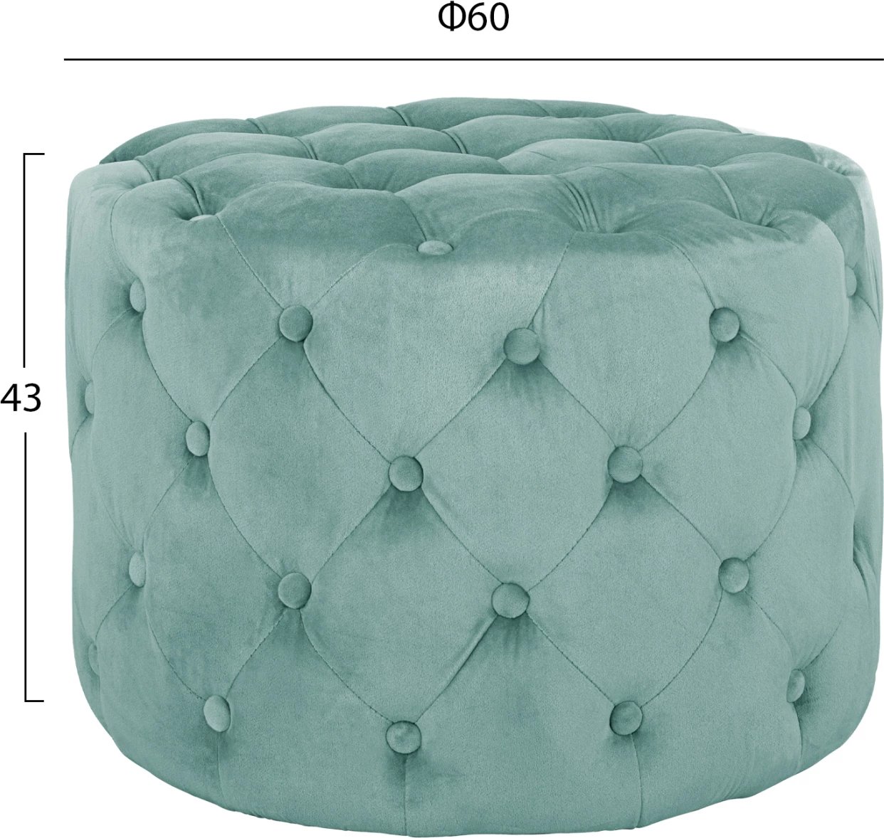 Karrige Kassie FH8406.07, ngjyrë fistik, kadife, stil Chesterfield, Φ60x43Hcm