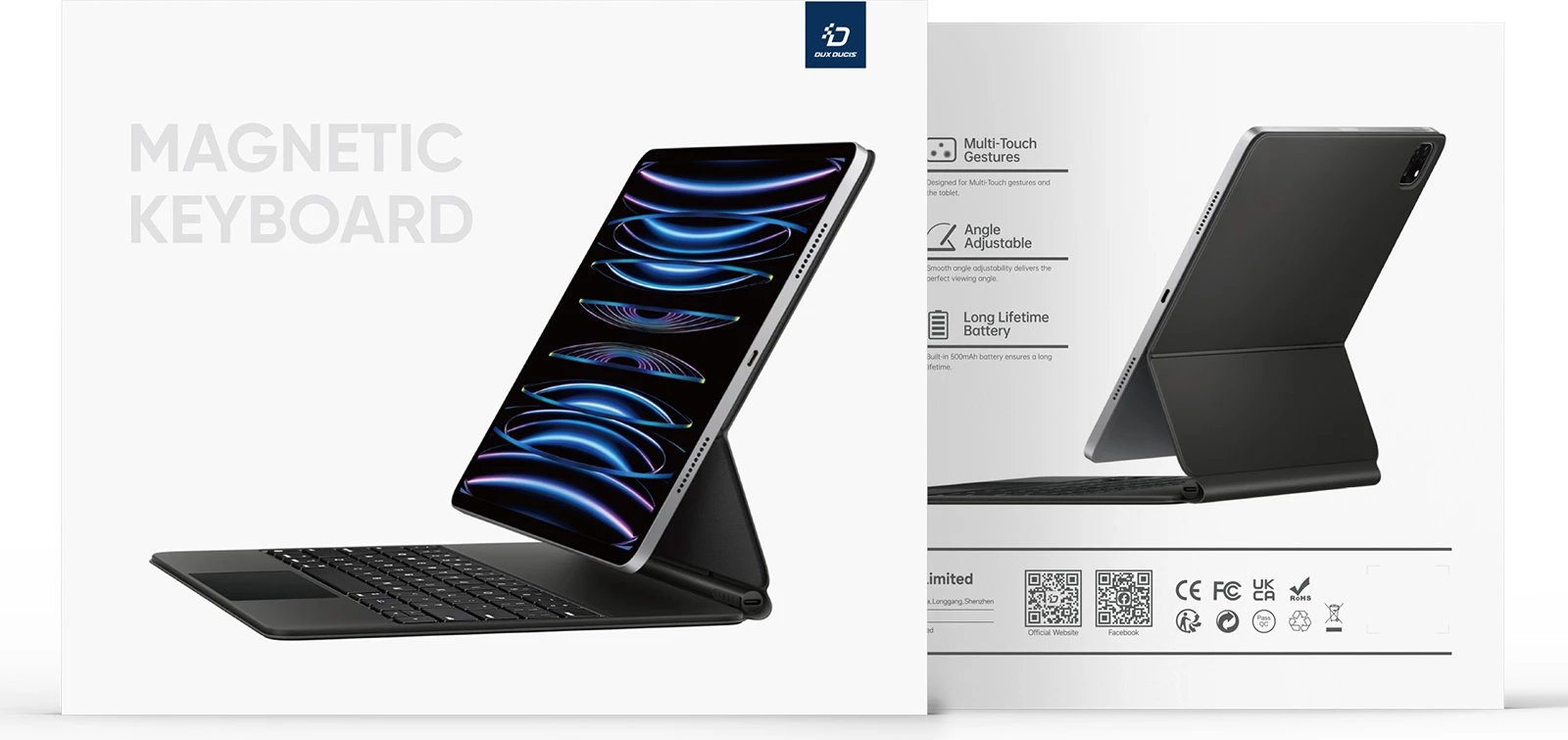 Mbështjellës me tastierë Bluetooth Dux Ducis MK Series për Samsung Galaxy Tab S9+, S8+, S7+, i zi