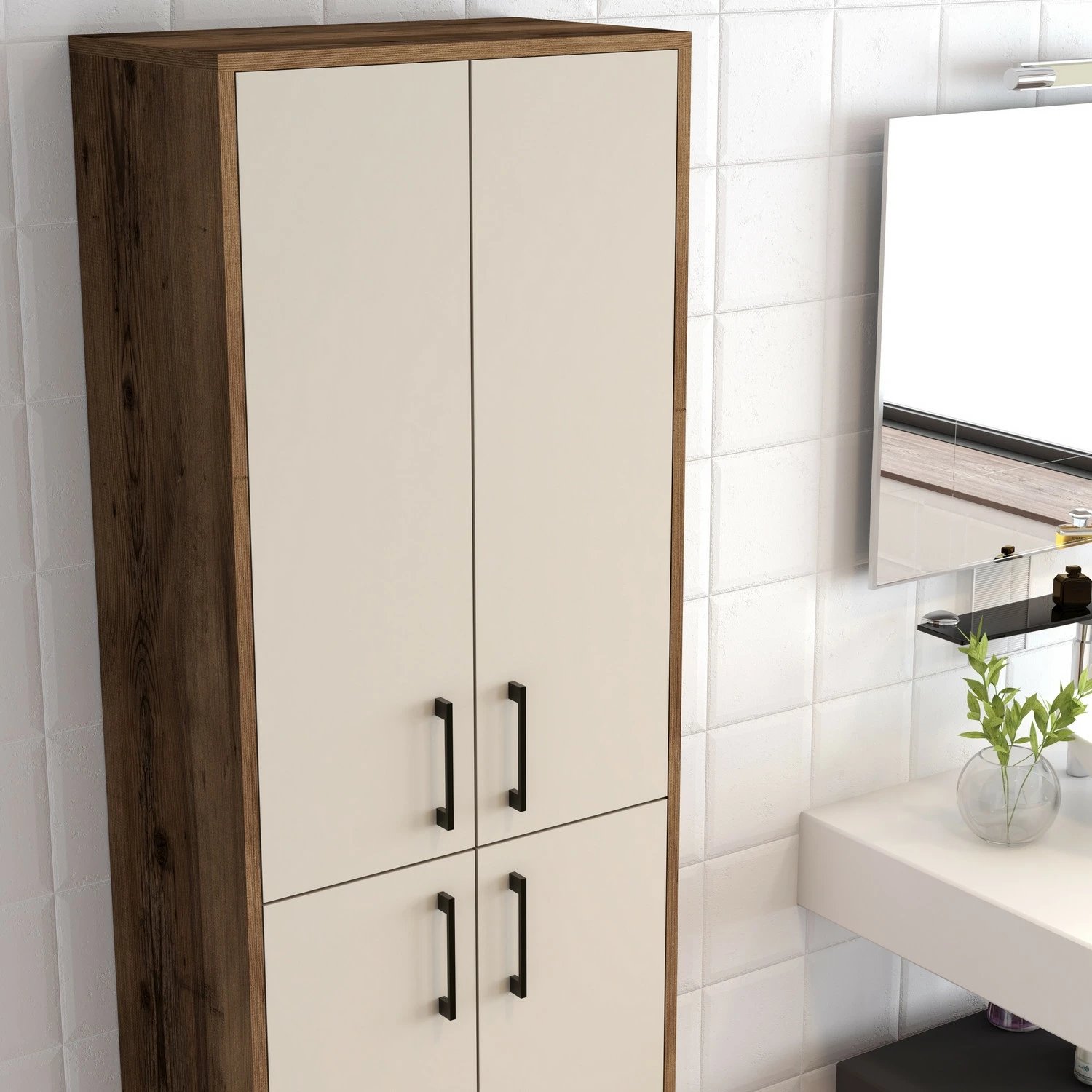 Dollap multifunksional, ngjyrë arre dhe krem, Berlin A