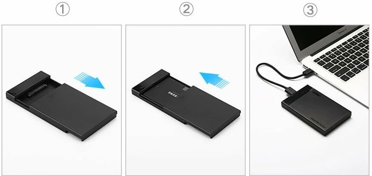 Kasë Ugreen US221 30848 për HDD/SSD 2.5", USB 3.2 Gen 1, me kabllo 0.5m, e zezë