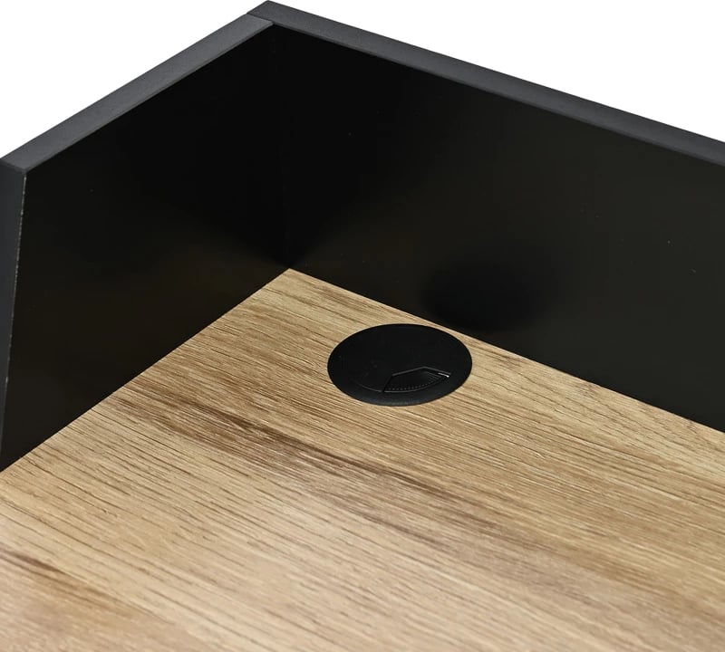 Tavolinë zyre Zervan, ngjyrë lisi me këmbë metalike të zeza, 80x50x84cm