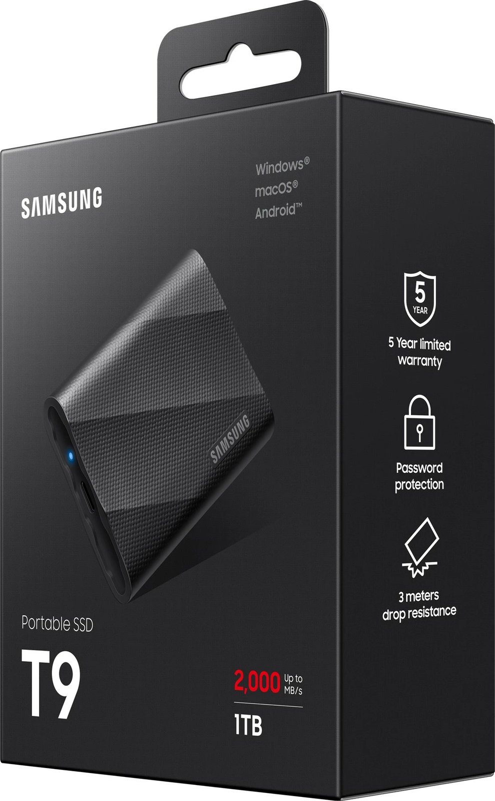 SSD Samsung MU-PG1T0B, 1 TB, USB Type-C, 2000 MB/s, e zezë
