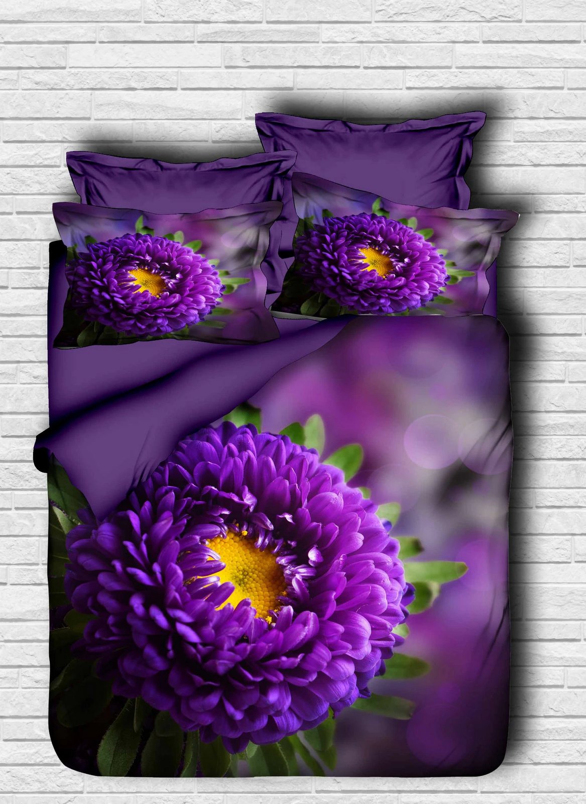 Set mbulesë për jorgan Super King, L'essentiel, 136, ngjyrë vjollcë, jeshile, e verdhë